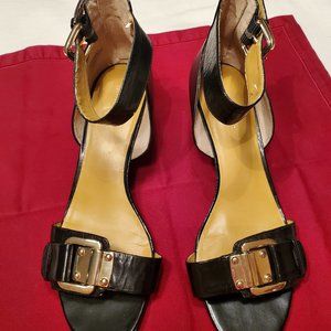 Nine West Wedge Heel Zip Back Sandal   Size 8.5